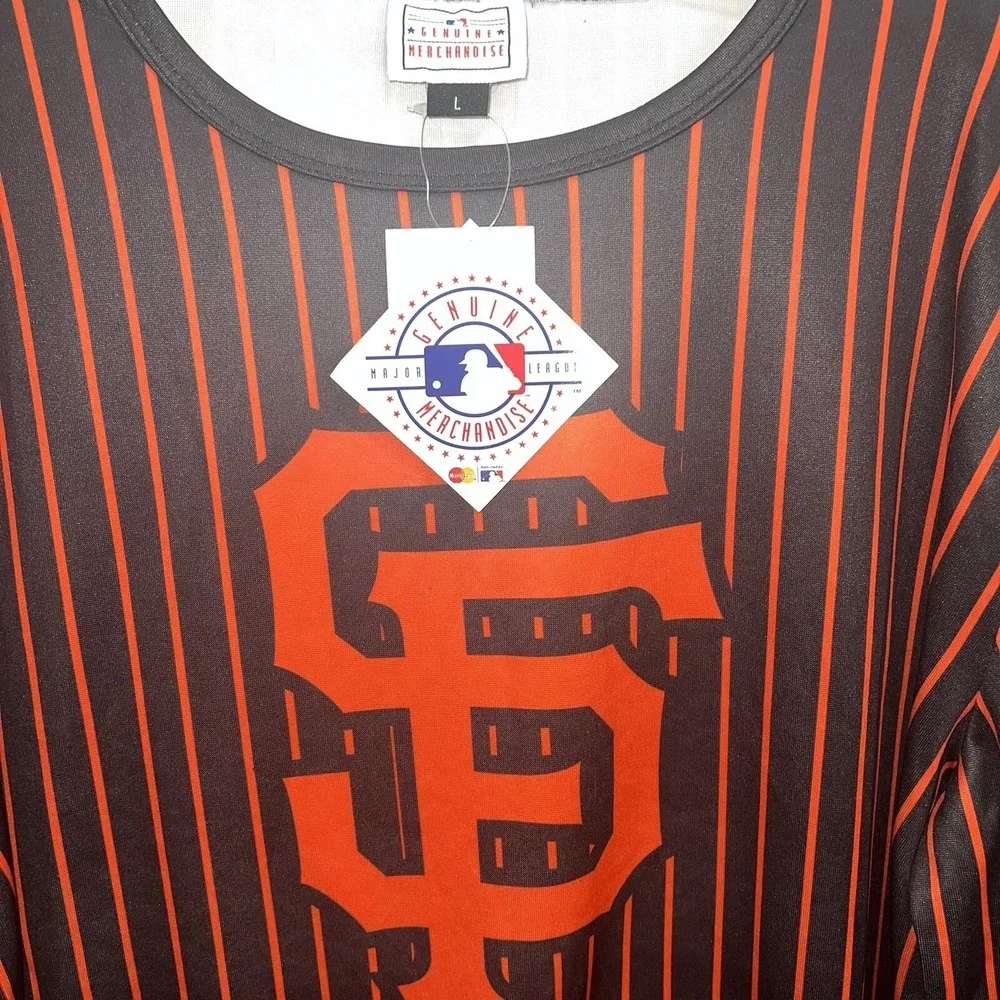 NWT San Francisco Giants Sweater Men's‎ Sz L Black Orange Pinstripe Sweatshirt